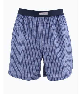 Cotton Boxer Shorts Checked  Blue