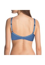 Jacquard Underwired Soft Cup Non Padded Bra in Blue